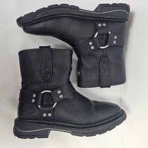 Harley-Davidson Riding Boots Black Leather Harness Rings Womens Sz 7  EUC
